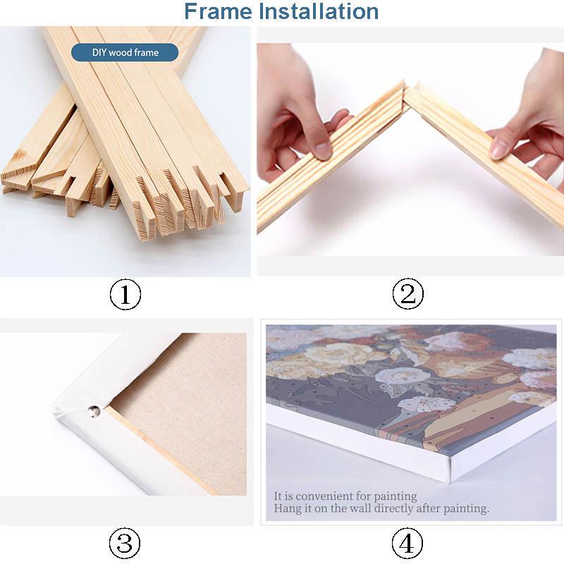 Stretcher Frame for Paint By Number Kits, DIY frame for Canvas, Stretching Big Frame, Small Frame Size Mounting Frame, Pine wood